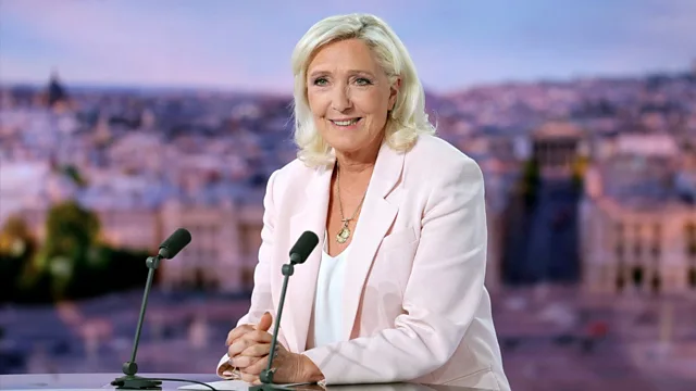 Marine Le Pen Campaign as the National Rally leader meets supporters and addresses the public during France's 2027 presidential election campaign.