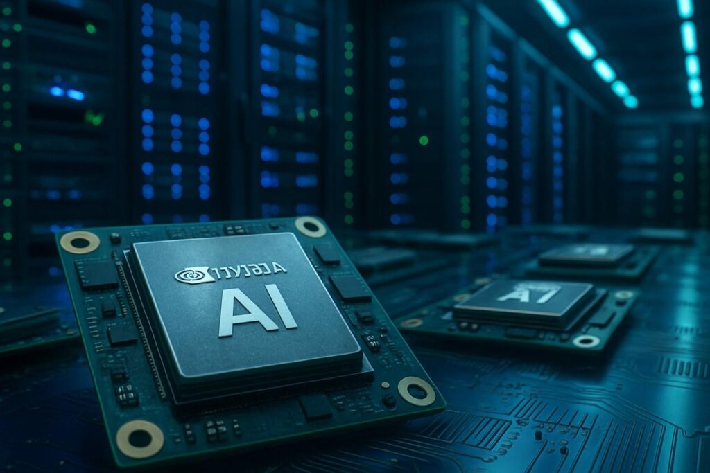 Advanced computer chip illustrating artificial intelligence technology and semiconductor development
