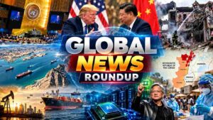 Global news roundup featuring world leaders, UN diplomacy, conflict, energy shipping and AI technology