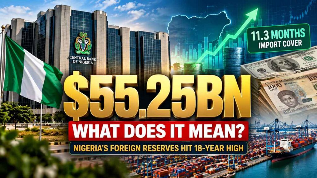 $55.25bn foreign reserves as Nigeria reaches an 18-year high