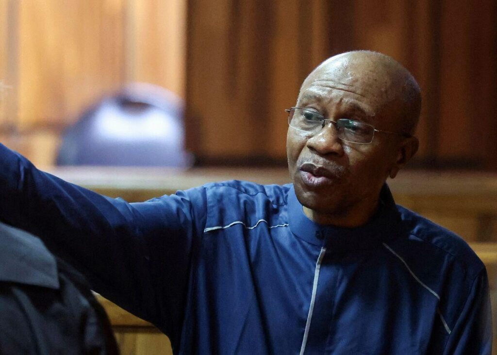 Godwin Emefiele in a courtroom